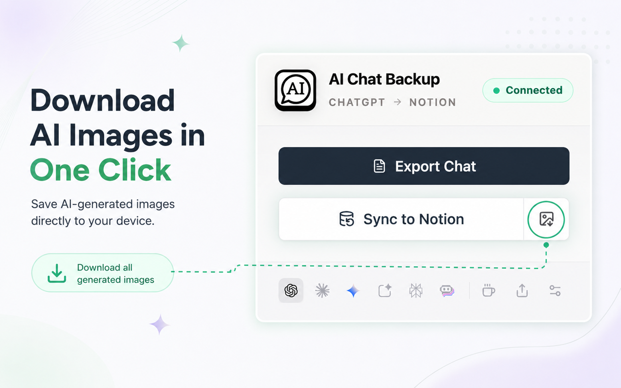 AI Chat Backup control for downloading all generated images from a ChatGPT conversation